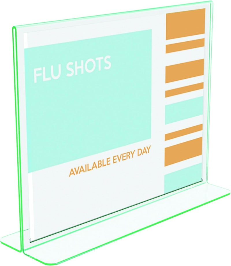 Deflecto ديفليكتو 5991890 حامل لافتات صورة ممتازة بحواف خضراء أكريليك 11 × 8 12 إدراج شفاف - Image 3