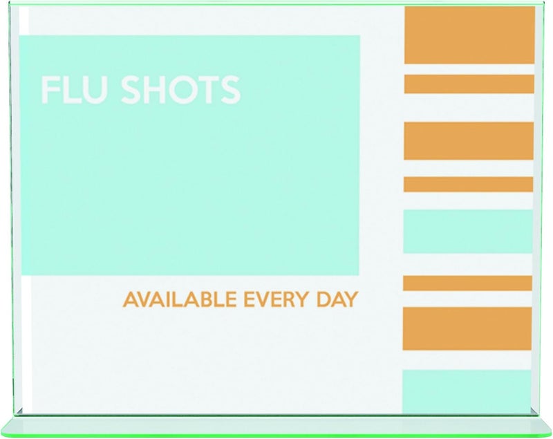 Deflecto ديفليكتو 5991890 حامل لافتات صورة ممتازة بحواف خضراء أكريليك 11 × 8 12 إدراج شفاف - Image 4