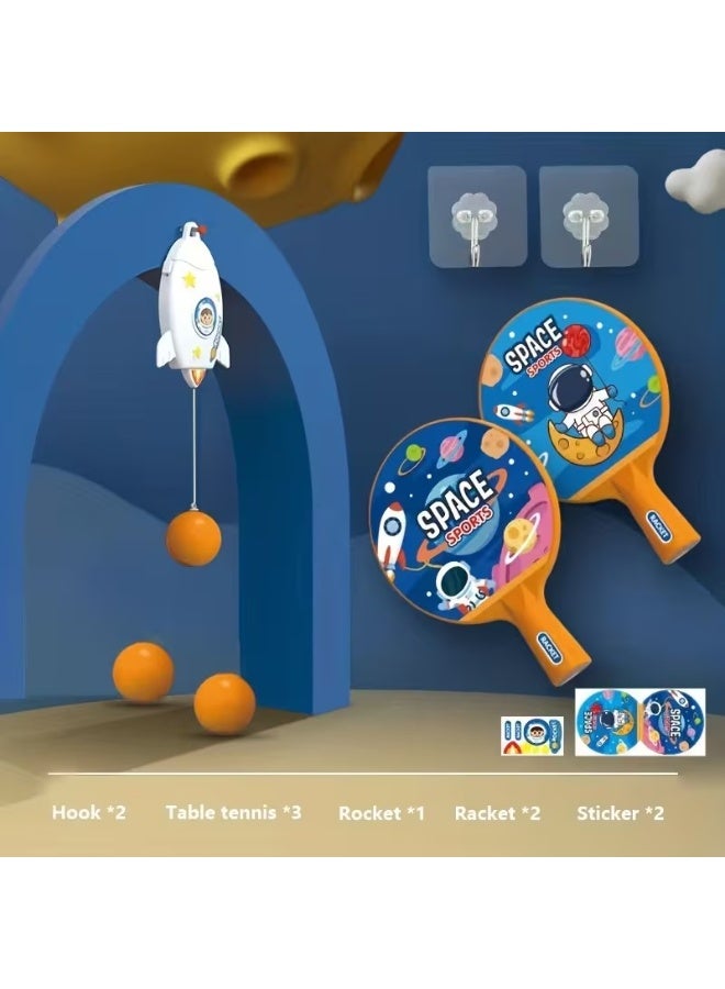 Goolsky 2pcs Youngsters's Parent-Youngsters Toys Birthday Gift Space Hanging Table Tennis Racket Exercise Training Eyes Indoor Trainer 3 Years Old+ - Image 1