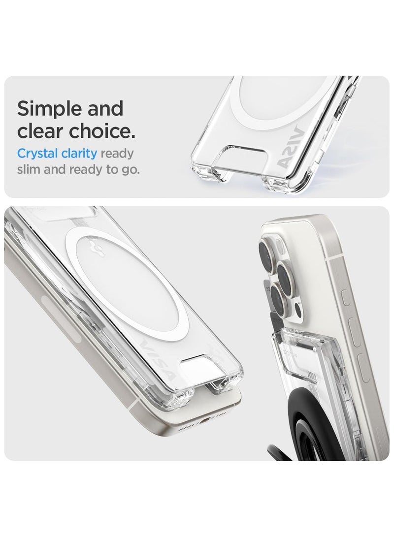 Spigen Ultra Hybrid (MagFit+) Dual Side Magnetic MagSafe Wallet Card Holder [3-4 Cards] for iPhone 16 Pro Max / 16 Pro / 16 Plus / 16 / iPhone 15/14/13/12 series - Crystal Clear  - Image 4