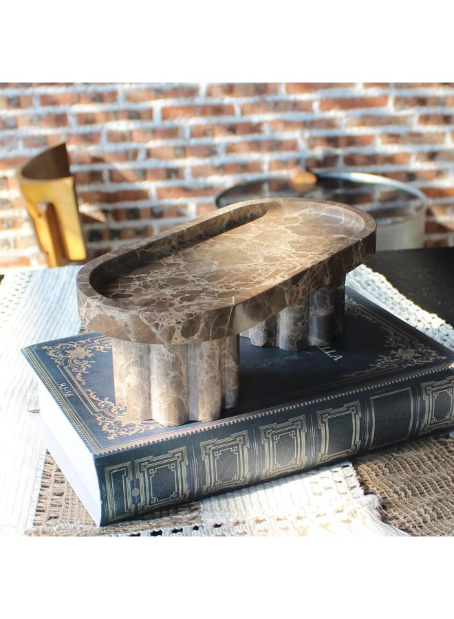 Natust Natural Travertine Tray with Legs, Vanity Decorative Tray for Countertop Organizer, Catchall Tray for Perfume, Candles, Jewelry Dish (Coffee Oval) - Image 4