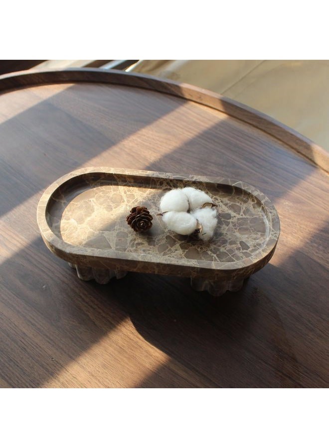 Natust Natural Travertine Tray with Legs, Vanity Decorative Tray for Countertop Organizer, Catchall Tray for Perfume, Candles, Jewelry Dish (Coffee Oval) - Image 5