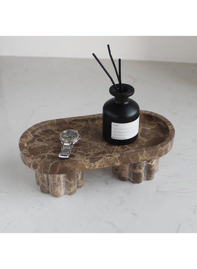 Natust Natural Travertine Tray with Legs, Vanity Decorative Tray for Countertop Organizer, Catchall Tray for Perfume, Candles, Jewelry Dish (Coffee Oval) - Image 3