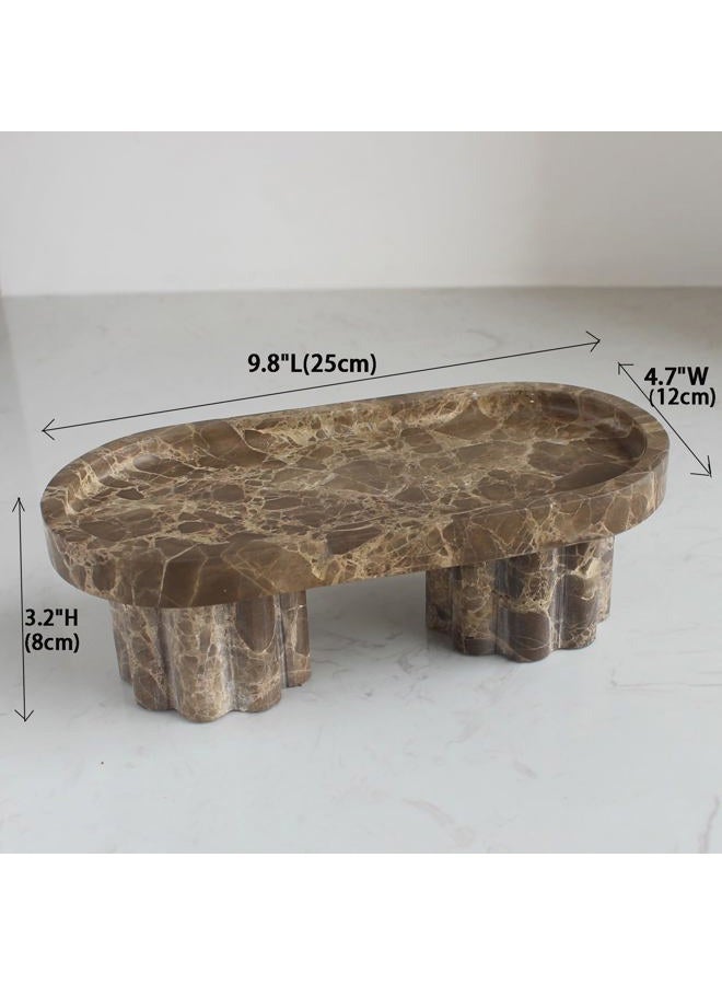 Natust Natural Travertine Tray with Legs, Vanity Decorative Tray for Countertop Organizer, Catchall Tray for Perfume, Candles, Jewelry Dish (Coffee Oval) - Image 2