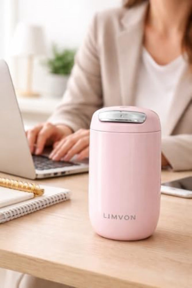 LIMVON Retro Glossy Coffee Thermos Cup 360ml – Stainless Steel Vacuum Insulated Travel Mug, Modern Portable Design (PINK) - Image 2