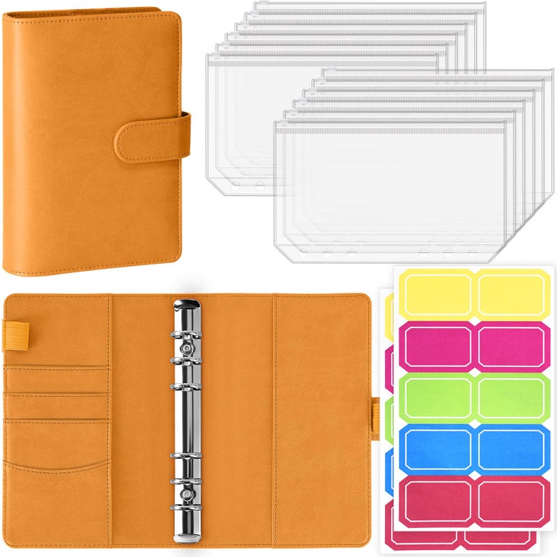 Antner Budget Binder with Zipper Envelopes, Money Organizer for Cash, Cash Envelopes for Budgeting, Budget Planner Savings Binder with Cash Envelopes & Colorful Stickers for Money Saving, Dark Yellow - Image 1
