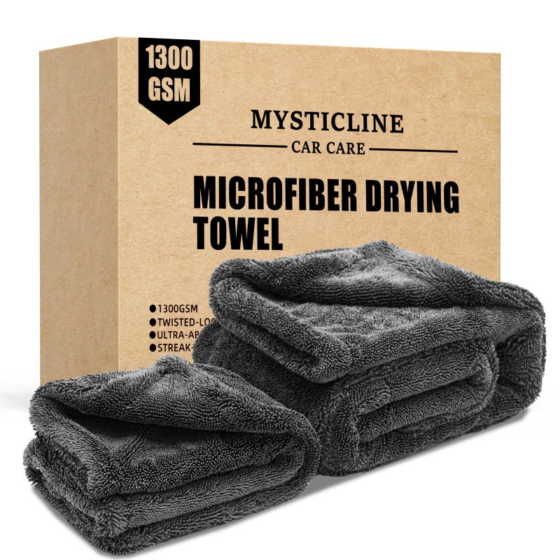 Mysticline 2 Pack 1300 GSM Car Drying TowelDoubleSided Microfiber Towels for Cars24 x 3616 x 16Extra Large Ultra AbsorbentWithout Residual LintScratches or Water Spots - Image 3