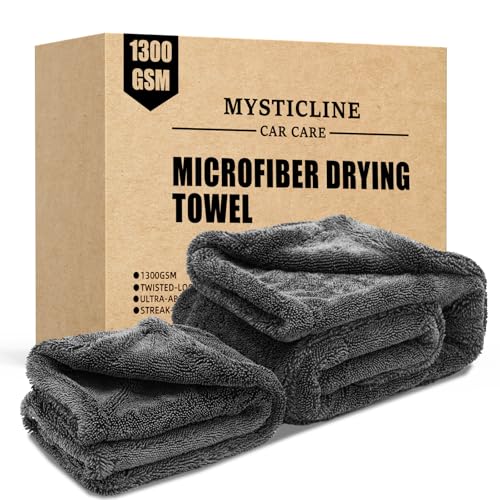 Mysticline 2 Pack 1300 GSM Car Drying TowelDoubleSided Microfiber Towels for Cars24 x 3616 x 16Extra Large Ultra AbsorbentWithout Residual LintScratches or Water Spots - Image 1