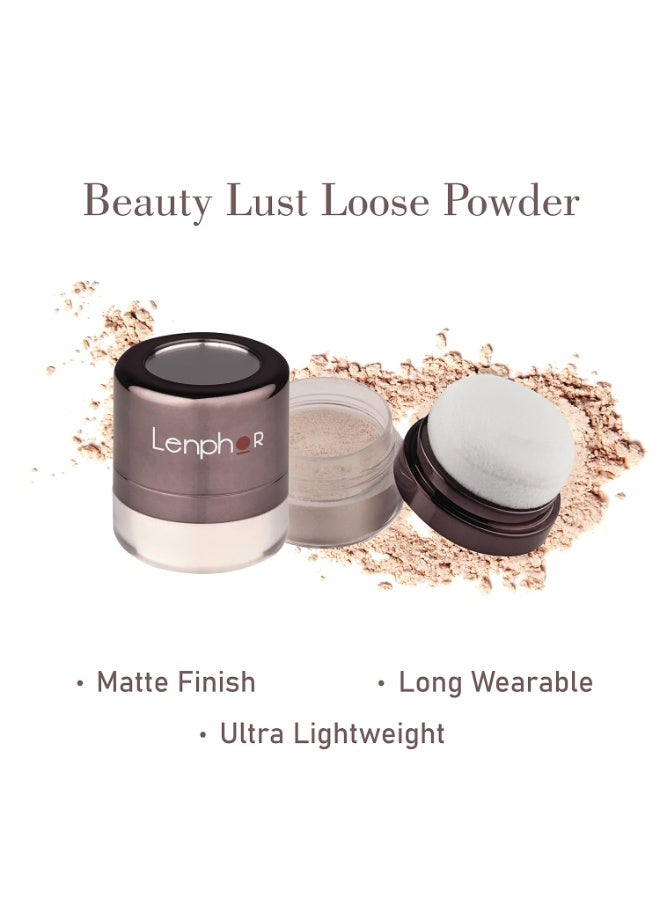لينفور بودرة Lenphor Beauty Lust طويلة الأمد لبشرة مشرقة | بودرة مضغوطة بلمسة نهائية مطفية | بشرة رطبة ومتألقة | Beauty Lust، 4.8 جم - Image 3