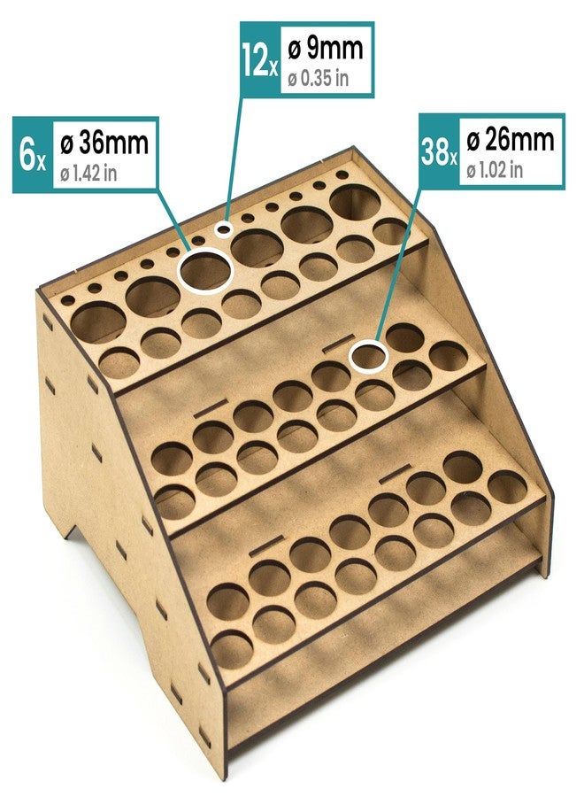 PROSCALE Paint rack organizer stand for modeling and miniatures. Vallejo paint rack kit Vallejo Army paint holder brushes miniatures modeling models (Rack A) - Image 3