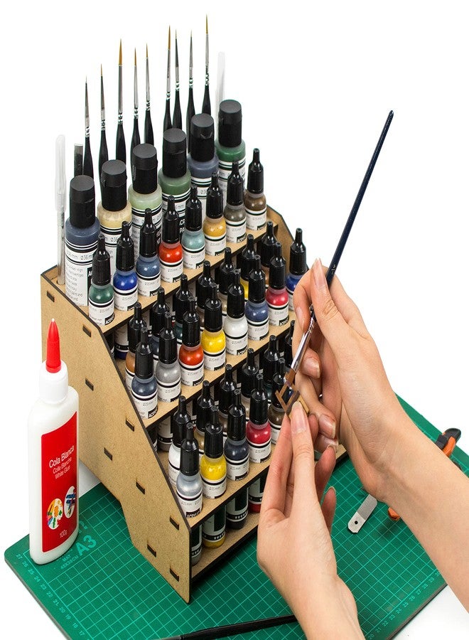 PROSCALE Paint rack organizer stand for modeling and miniatures. Vallejo paint rack kit Vallejo Army paint holder brushes miniatures modeling models (Rack A) - Image 4