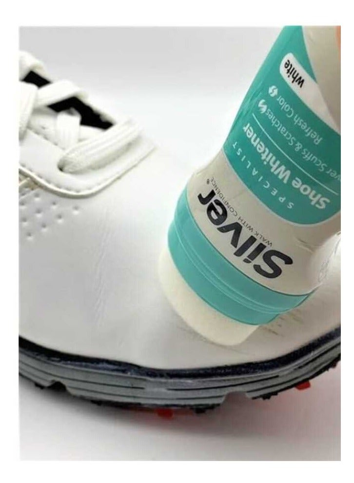 Silver Shoe Polish with Easy to Use Sponge Top White 75ml - Image 2