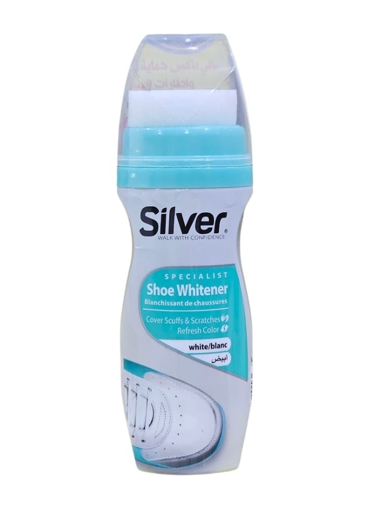 Silver Shoe Polish with Easy to Use Sponge Top White 75ml - Image 3
