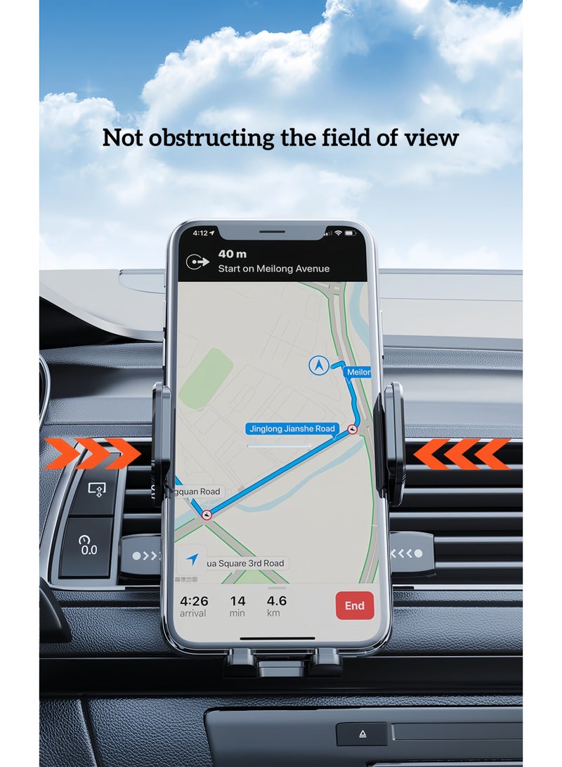 Car phone holder with anti shake air outlet and ultra stable hook design compatible with iPhone 16/15/14 series, Samsung S24 S23, Xiaomi, etc. (striped style) - Image 2