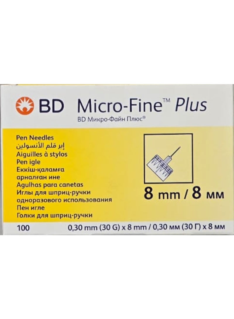 Plus Pen Needles - 8 mm, 30G (0.30 mm), 100-Count Box