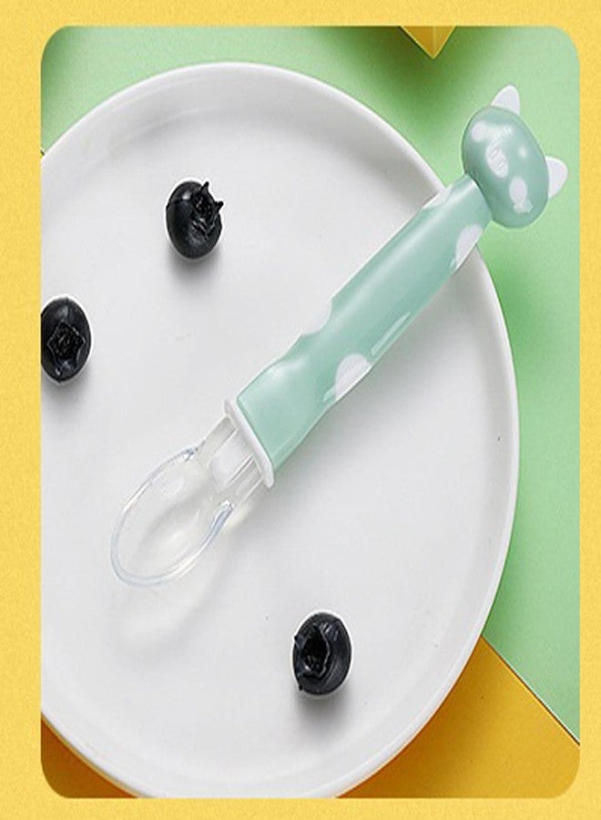 Mopslik Soft Silicone Gel Tip Baby Infant Feeding Training Cartoon Animal Spoon (Green) (Pack of 2) - Image 5