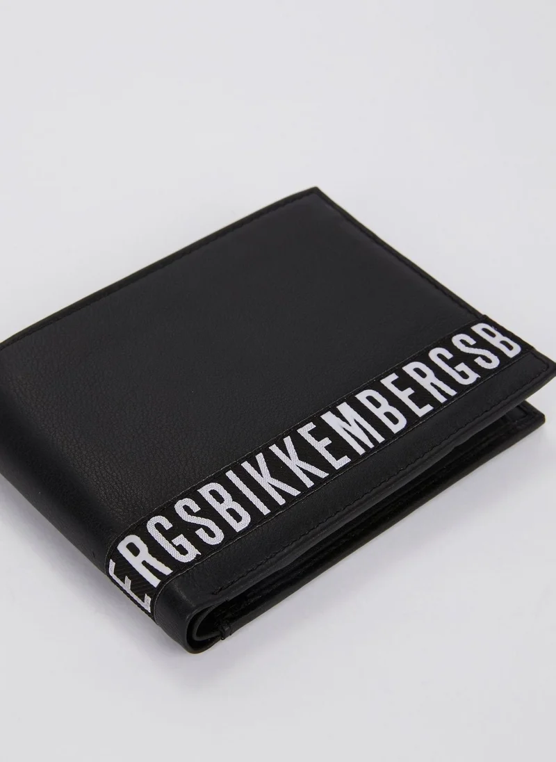 BIKKEMBERGS  Brix 302 Black Logo Leather Wallet (Billfold 5 C/C with Coin Pocket ) for Men | Best Price UAE
