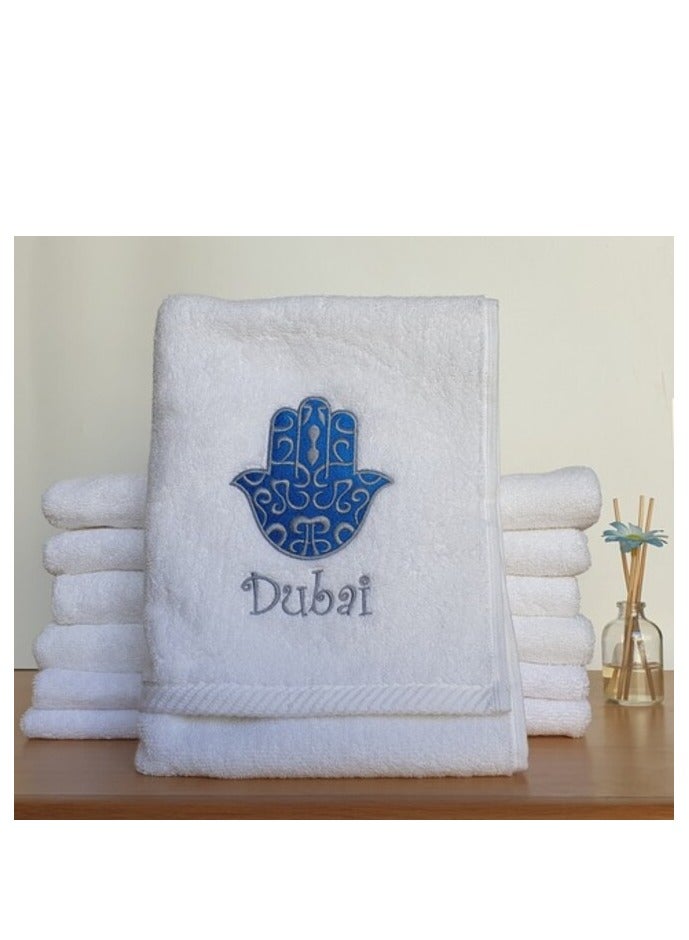 بروماس منشفة أطفال بيضاء ومنشفة يد عالية الجودة. يد فاطمة دبي للتصميم. 100٪ قطن. ملمس ناعم من أجل راحتك. الحجم 100 × 51 سم - Image 1