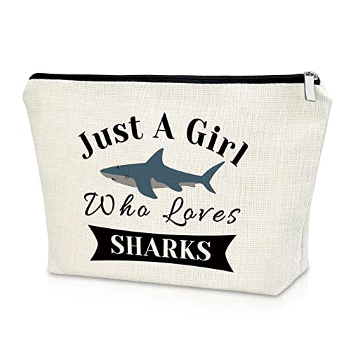 Sazuwu Shark Gifts for Girls Makeup Bag Shark Lover Week Birthday Gifts Animal Lovers Cosmetic Bag Christmas Graduation Present Cosmetic Travel Pouch - Image 1