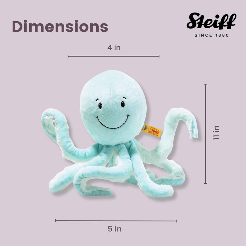 ستايف Steiff Ockto Octopus Premium Octopus محشو بالأخطبوطات حيوانات محشوة الأخطبوط الأخطبوط بأخطبوط البحر المحشوة بأصدقاء محيطين محضرين (الفيروز 11 "") - Image 5