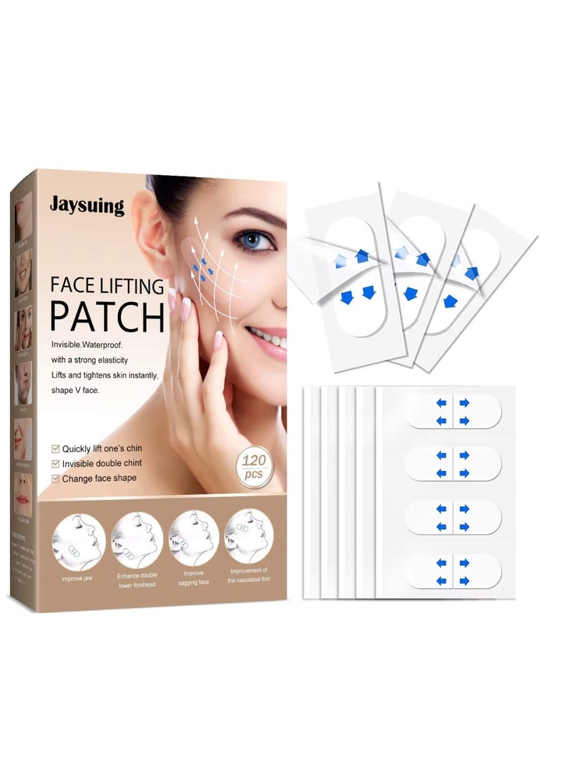 Jaysuing 120pcs Face Lifting Patch Instant Face Lift Tape Invisible Ultra Thin Waterproof V Shape Face Lift Face Lifting Patch Makeup Face Lift Tools V Shape Face Lift Tape - Image 1