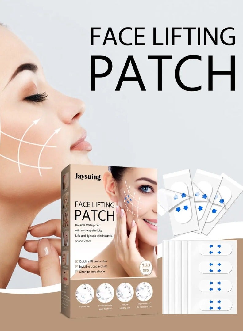 Jaysuing 120pcs Face Lifting Patch Instant Face Lift Tape Invisible Ultra Thin Waterproof V Shape Face Lift Face Lifting Patch Makeup Face Lift Tools V Shape Face Lift Tape - Image 3