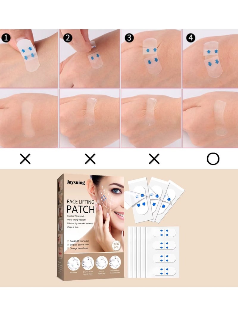 Jaysuing 120pcs Face Lifting Patch Instant Face Lift Tape Invisible Ultra Thin Waterproof V Shape Face Lift Face Lifting Patch Makeup Face Lift Tools V Shape Face Lift Tape - Image 5