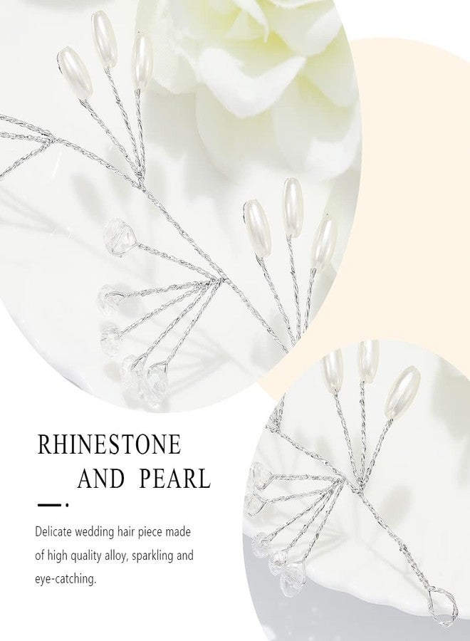 إيز ديلي إكسسوارات شعر العروس من إيزيديلي، زينة شعر طويلة من اللؤلؤ الفضي، زينة شعر مرصعة بالكريستال، إكسسوارات شعر للعرائس من أحجار الراين للنساء والفتيات (28 بوصة) - Image 3