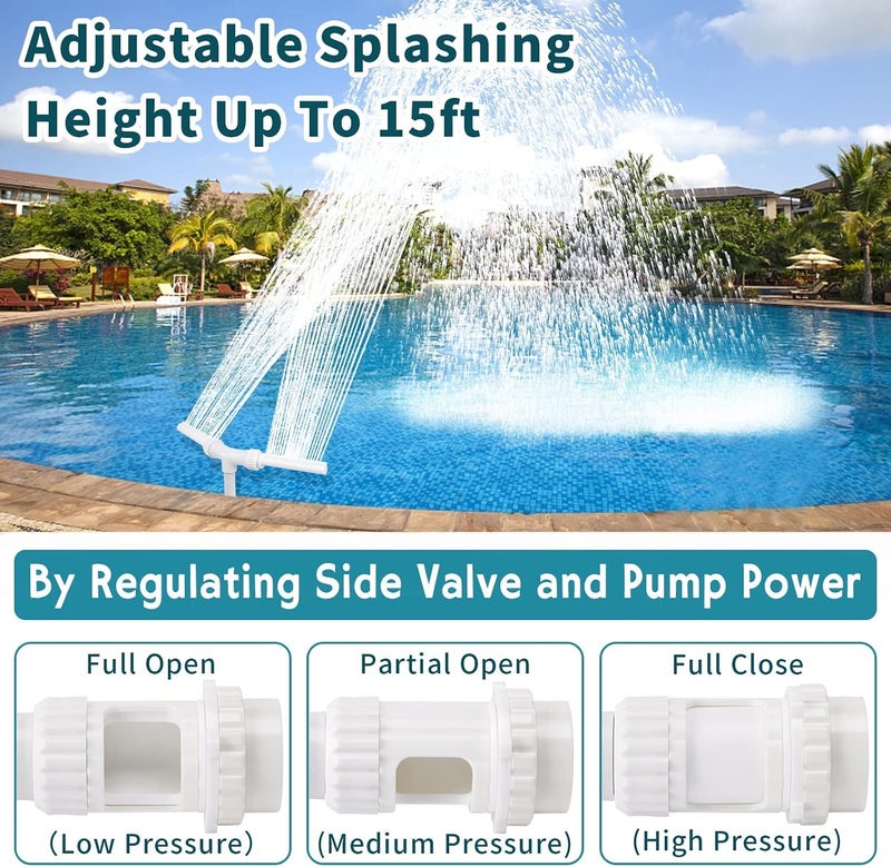 MAKINGTEC Water-Fountain Dual Spray Swimming-Pool-Accessories - Upgrade Above/Inground Waterfall Cooler, Adjustable 2 in 1 Spray Nozzle, High Pressure Pond Aerator, Garden Sprinkle Feature Outdoor Decor - Image 5