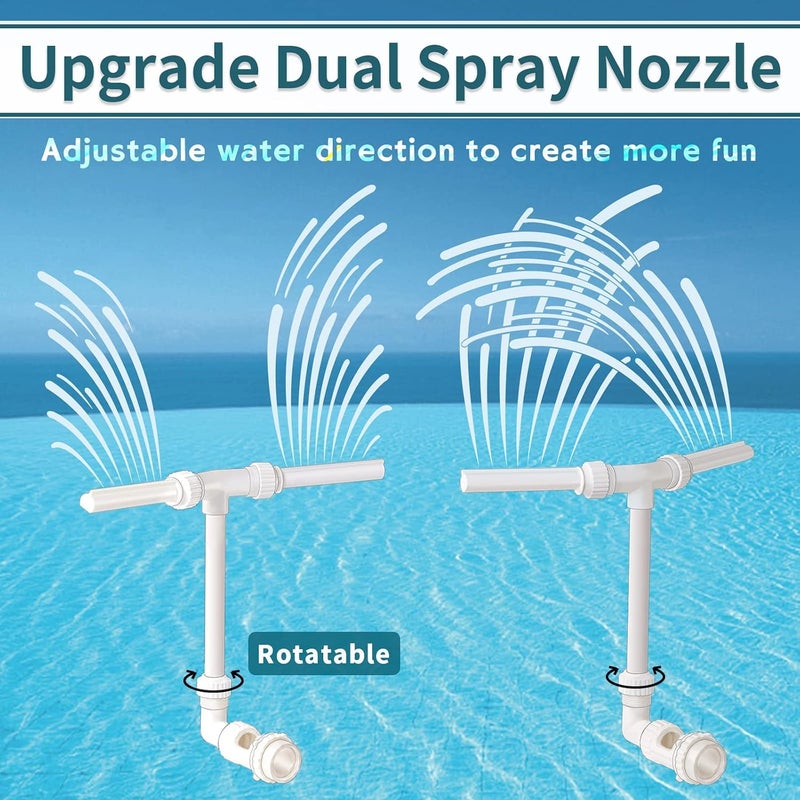 MAKINGTEC Water-Fountain Dual Spray Swimming-Pool-Accessories - Upgrade Above/Inground Waterfall Cooler, Adjustable 2 in 1 Spray Nozzle, High Pressure Pond Aerator, Garden Sprinkle Feature Outdoor Decor - Image 2
