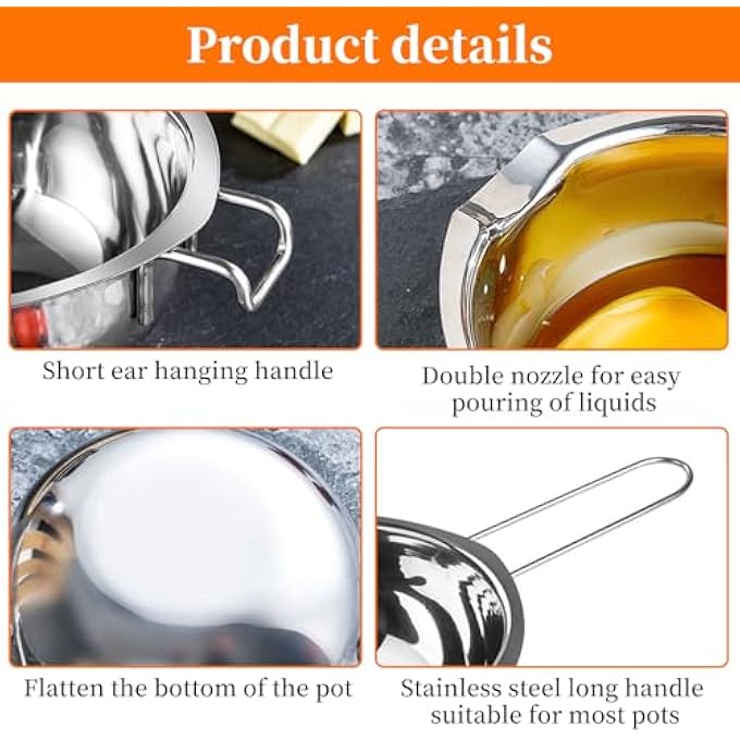 rayihni Stainless Steel Double Pot Kitchen Melting Pot Baking Tools 304 Chocolate Double Boiler For Melting Chocolate Butter Cheese Caramel And Candy 600Ml20Oz - Image 5