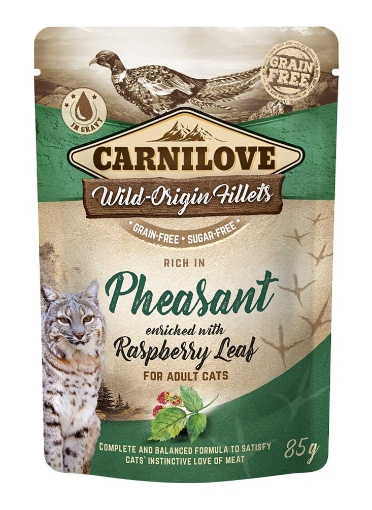CARNILOVE Carnilove Pheasant enriched with Raspberry Leaves for Adult Cats (Wet Food Pouches) 24x85g 