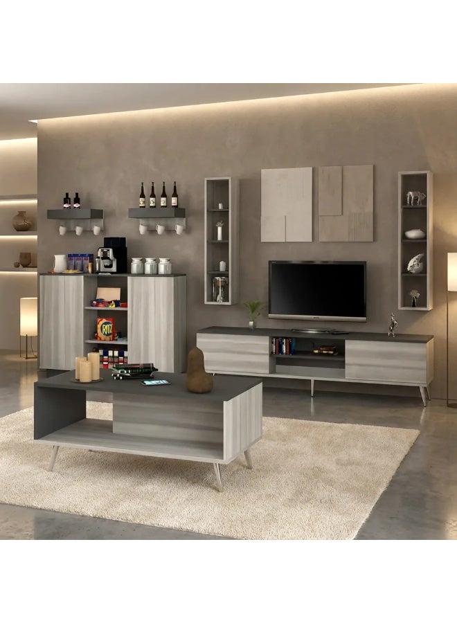 Stylish Home White and Grey TV, Coffee Table, and Coffee Corner Set - SH36 - Image 1