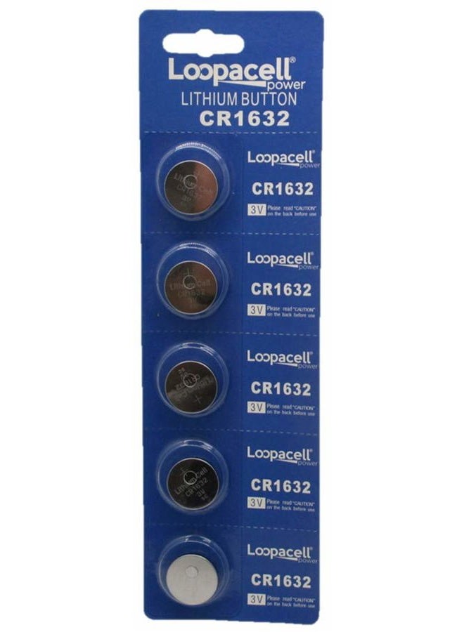 Loopacell CR1632 3V Lithium Battery (Pack of 5) - CR 1632 Coin Cell Batteries - Image 1