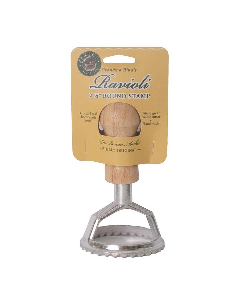 Fante's Fantes Ravioli Maker Stamp Set, Round Stamp with Wooden Handle and Fluted Edge, 2.5-Inch, The Italian Market Original since 1906 - Image 2