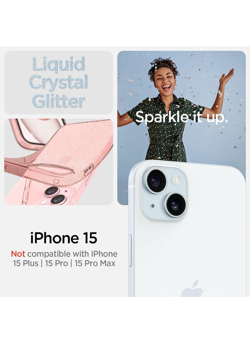 Spigen Liquid Crystal Glitter for iPhone 15 Case Cover - Rose Quartz  - Image 2
