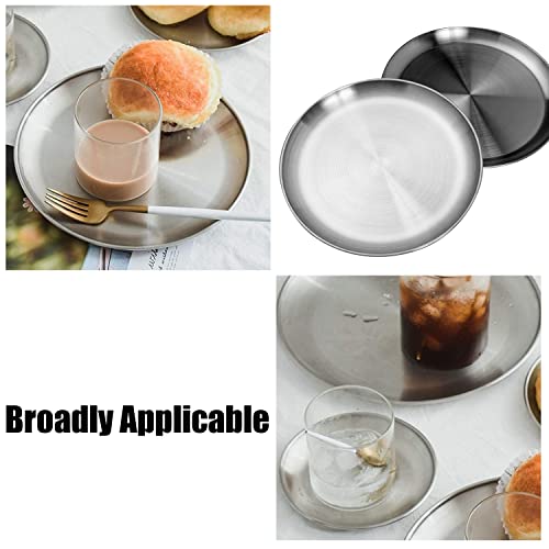 WANBY Stainless Steel Plates 9 inch Metal Lightweight Steel Plate Unbreakable Dinner Dishes Plates Set Non-Toxin Dishwasher Safe BPA Free and Healthy (10 Pcs) - Image 5