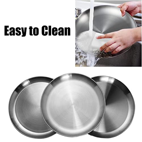 WANBY Stainless Steel Plates 9 inch Metal Lightweight Steel Plate Unbreakable Dinner Dishes Plates Set Non-Toxin Dishwasher Safe BPA Free and Healthy (10 Pcs) - Image 4