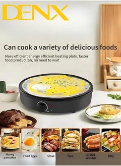 Denx Crepe Pancake Maker, Adjustable Temperature Control, 1000W, Electric Non-Stick Griddle Baking Pan , Black  - Image 5