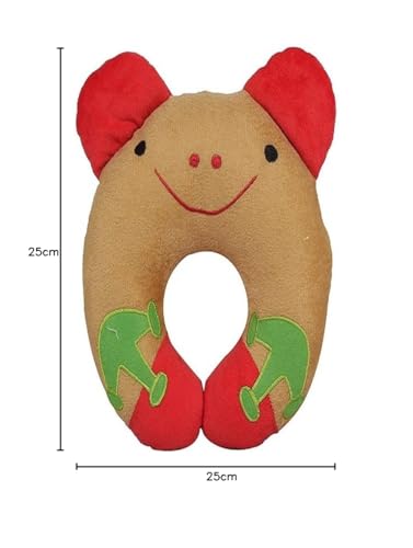 Ineffable Cute Baby Pillow U Shape Headrest Cartoon Design Kids Baby Pillow Neck Protector (Brown, Red) (0-3 Years) - Image 2