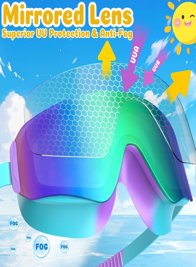 COOLOO 2 Pack Kids Goggles, Frameless Wide View Kids Swim Goggles, Anti-fog & Anti-UV Goggles for kids 4-16 for Girl Boys Youth - Image 2