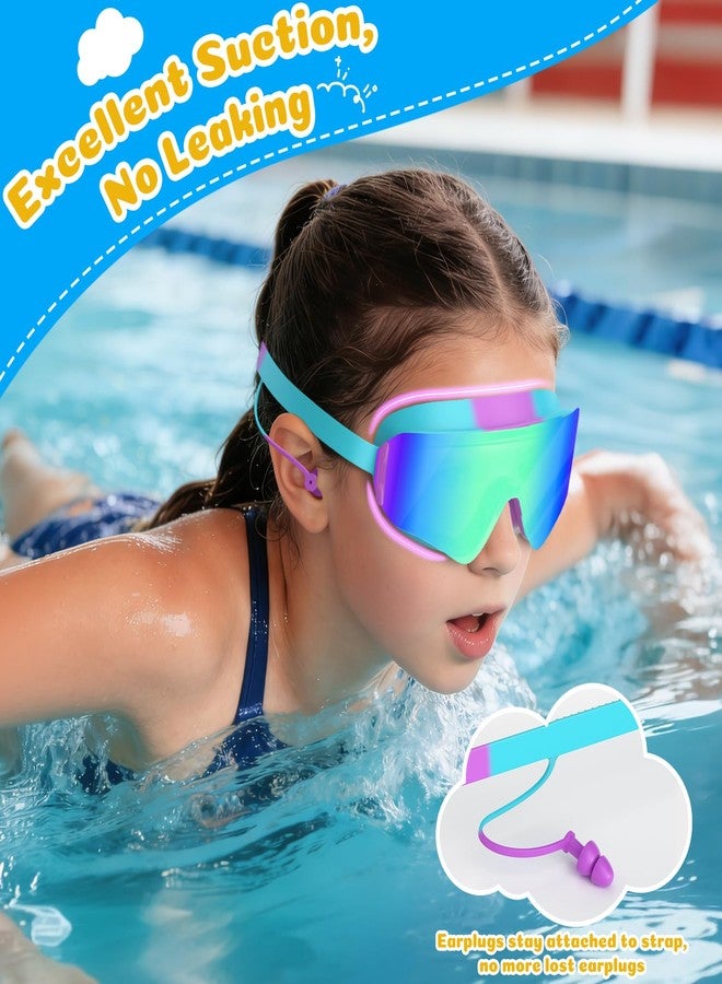 COOLOO 2 Pack Kids Goggles, Frameless Wide View Kids Swim Goggles, Anti-fog & Anti-UV Goggles for kids 4-16 for Girl Boys Youth - Image 5