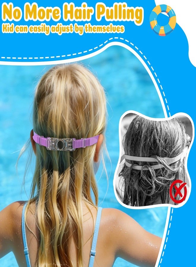 COOLOO 2 Pack Kids Goggles, Frameless Wide View Kids Swim Goggles, Anti-fog & Anti-UV Goggles for kids 4-16 for Girl Boys Youth - Image 3