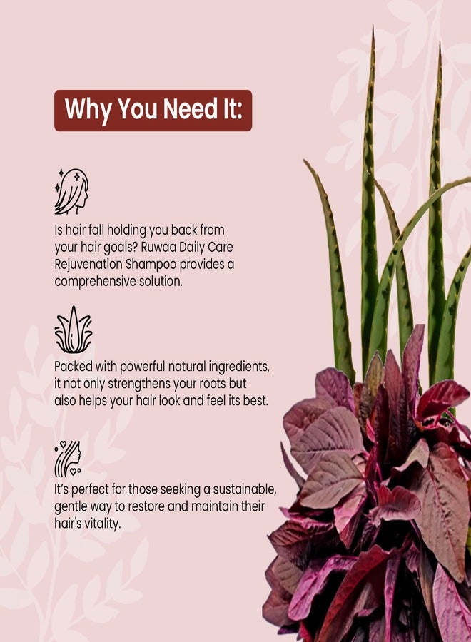 ruwaa Daily Care Rejuvenating Sulfate free Shampoo with Amaranthus extract 300ml - Image 5