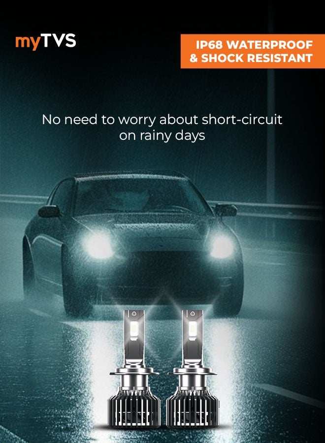 myTVS LED Car Headlight Bulbs |152W Super Bright 6000K Cool White LED Conversion Kit | High Power Waterproof Headlamps 15200 Lumens| Plug & Play, Long-Lasting, Universal Fit LED8-H4 - Image 2