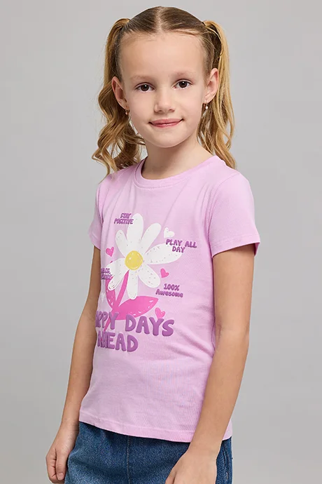 R&B Printed T-Shirt with Crew Neck and Short Sleeves