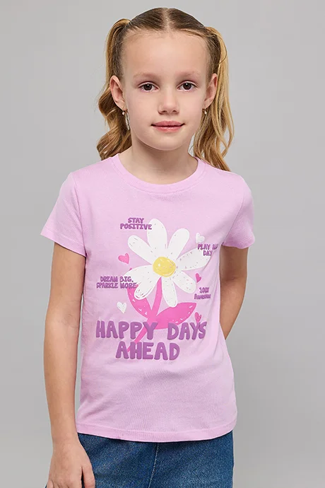 R&B Printed T-Shirt with Crew Neck and Short Sleeves
