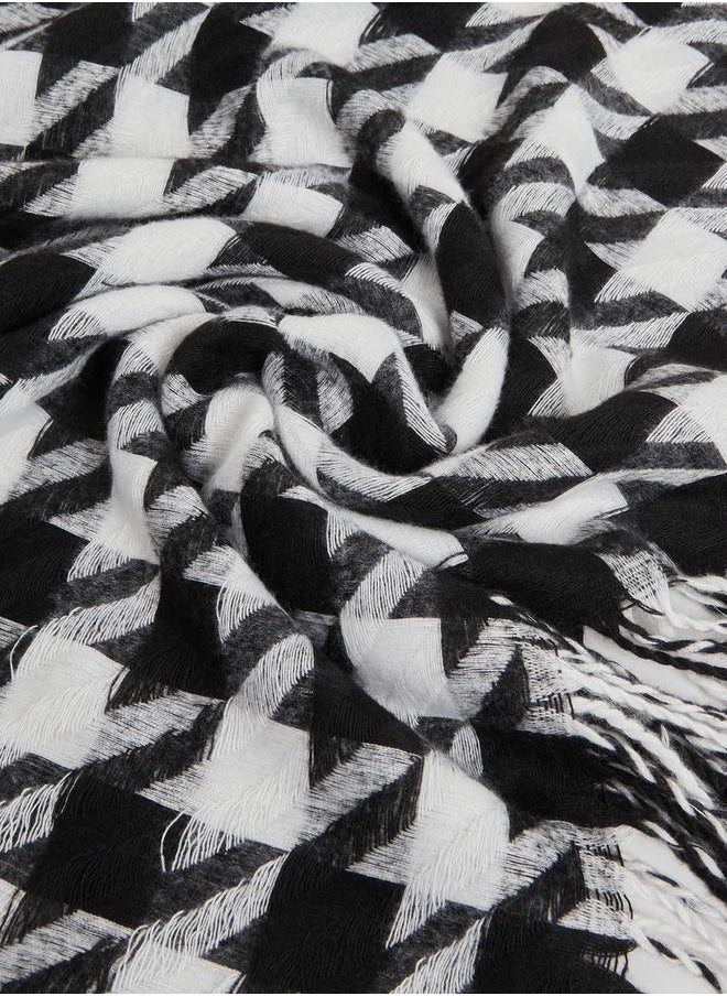 Styli Houndstooth Pattern Scarf  - Image 3