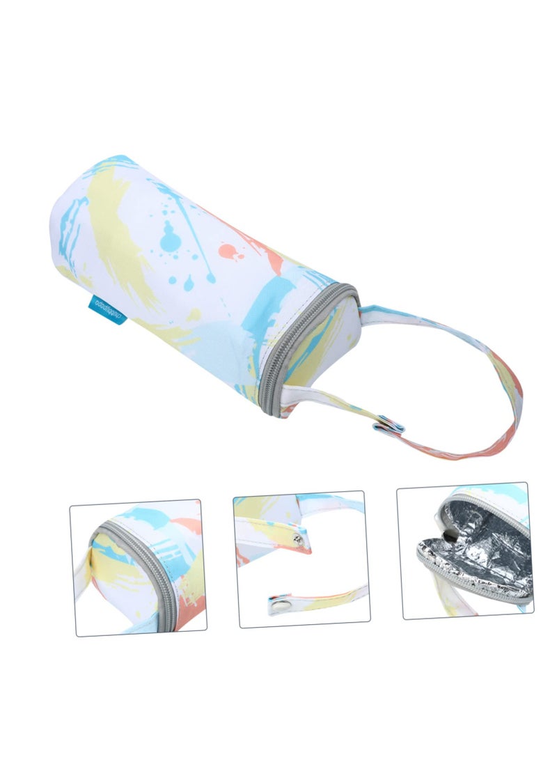 SYOSI حقيبة زجاجة رضاعة حرارية، حقيبة زجاجة لحليب الأطفال في الحضانة، حقيبة تبريد زجاجة الطفل، حقيبة كوب مياه للأطفال، ملحقات بيضاء مع طبقة داخلية من القطن لحليب الثدي، حقائب سفر حقيبة زجاجة محمولة - Image 2