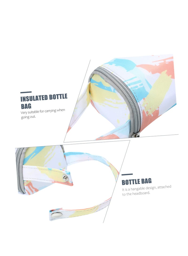 SYOSI حقيبة زجاجة رضاعة حرارية، حقيبة زجاجة لحليب الأطفال في الحضانة، حقيبة تبريد زجاجة الطفل، حقيبة كوب مياه للأطفال، ملحقات بيضاء مع طبقة داخلية من القطن لحليب الثدي، حقائب سفر حقيبة زجاجة محمولة - Image 3